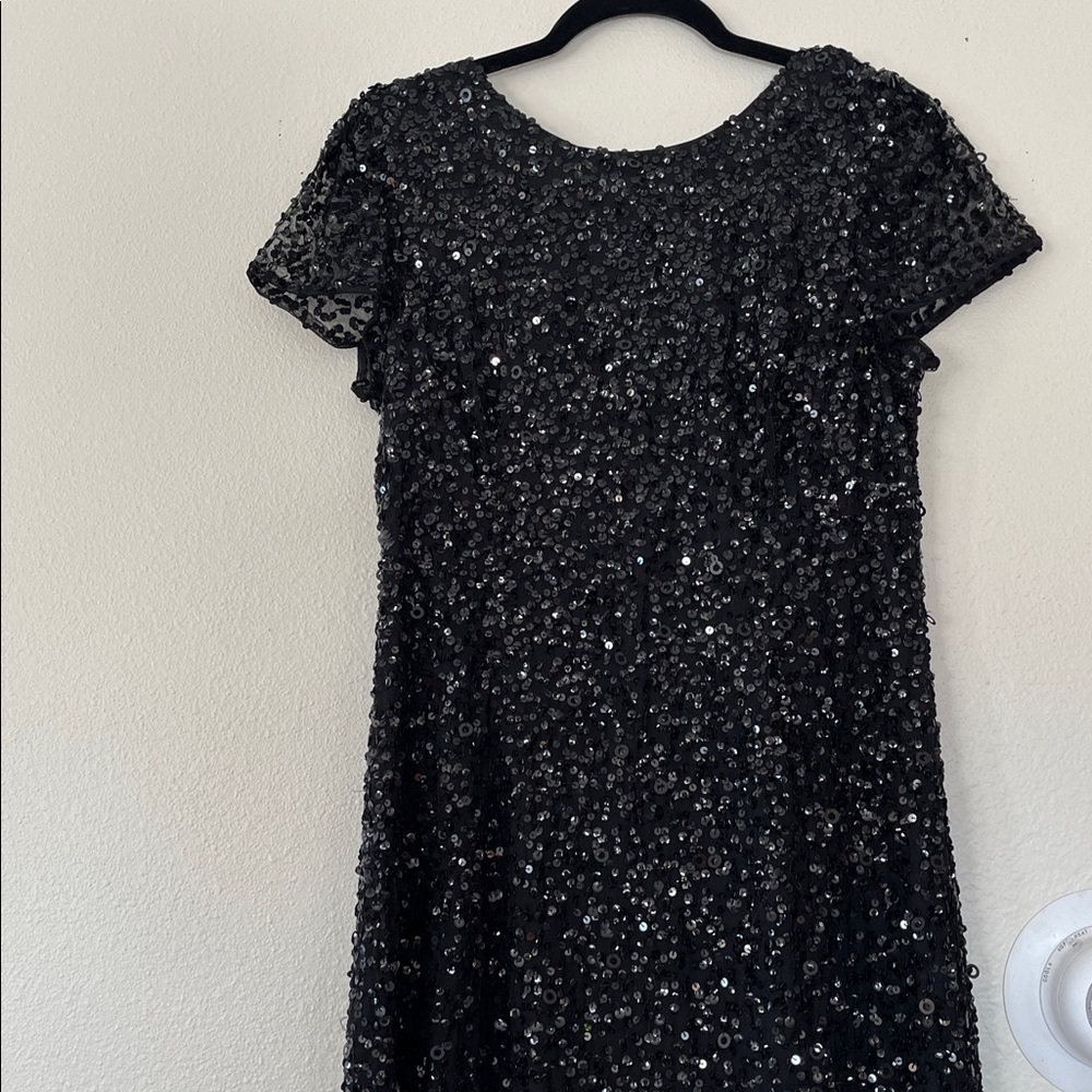 Adrianna Papell Black Sequin Maxi Dress size 12